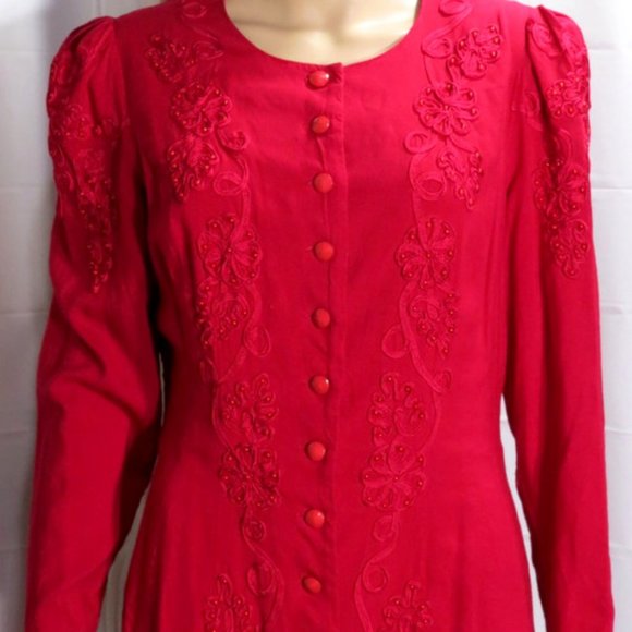 Fancy Red Beaded Dress - Picture 2 of 5